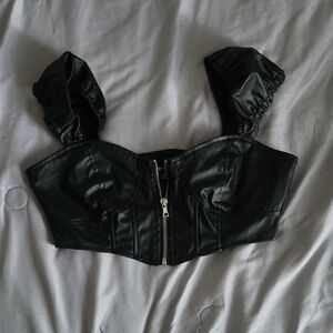 Pleather Black Bustier Top